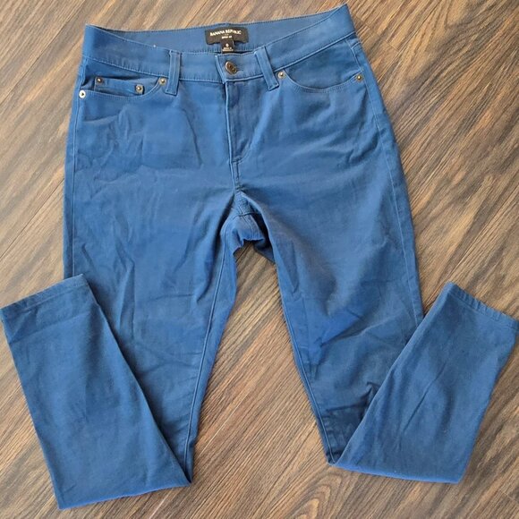 BANANA REPUBLIC Brushed Cotton/Rayon/Spandex Blue Skinny Leg Pants NWOT/SIZE 0 - Picture 1 of 4